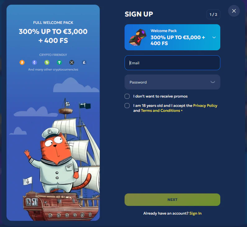 Galleon Casino Sign Up and Login